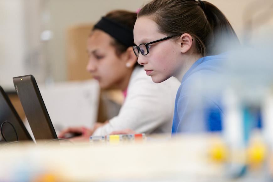 Reedy Creek Magnet Middle School student at the computer.  
