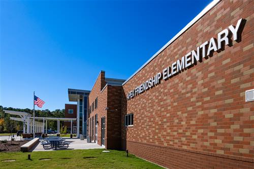 The new Apex Friendship Elementary building houses up to 800 students with room for collaborative learning spaces