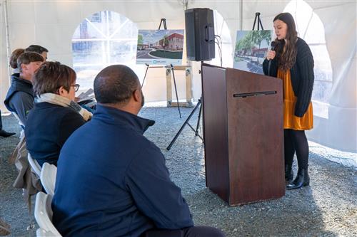 Student Hadley Gump speaks about her time at Fuquay-Varina Middle