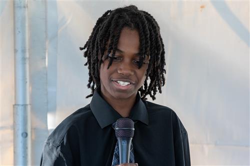 Student Cameron Davis speaks about his excitement toward seeing the new school building