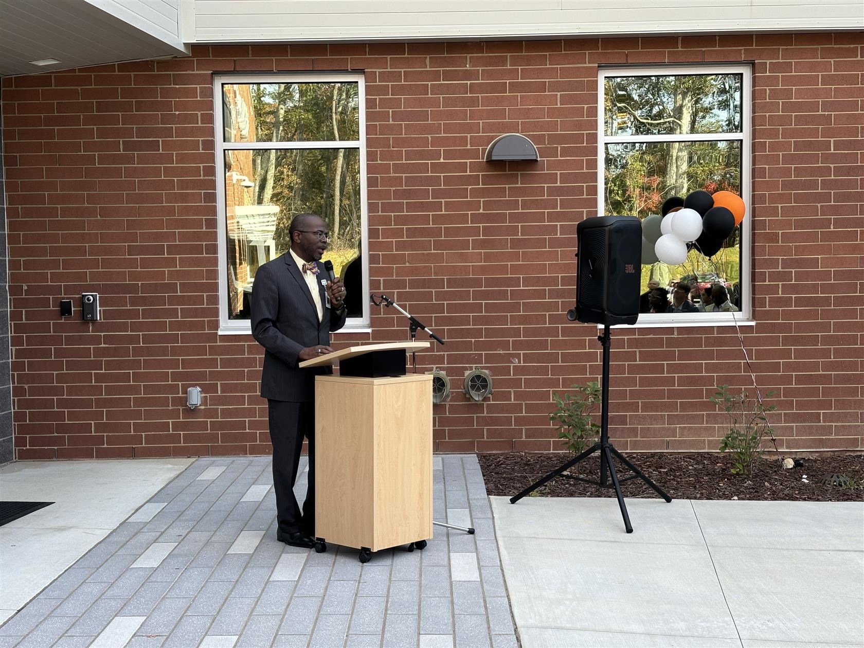 Superintendent Taylor gives remarks at the podium