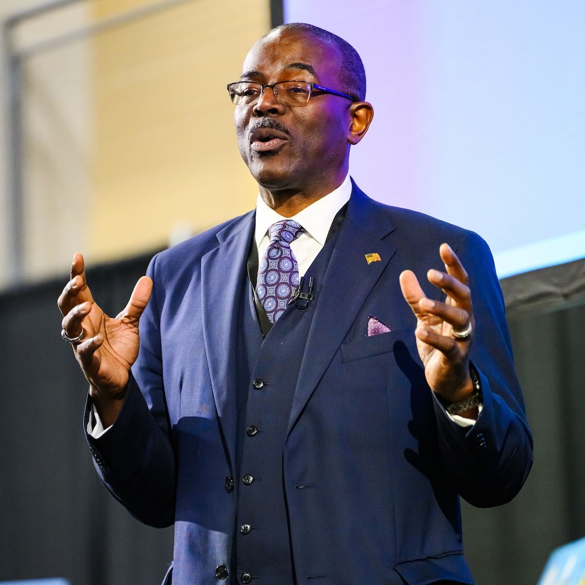  Dr. Robert P. Taylor delivers a speech to the community