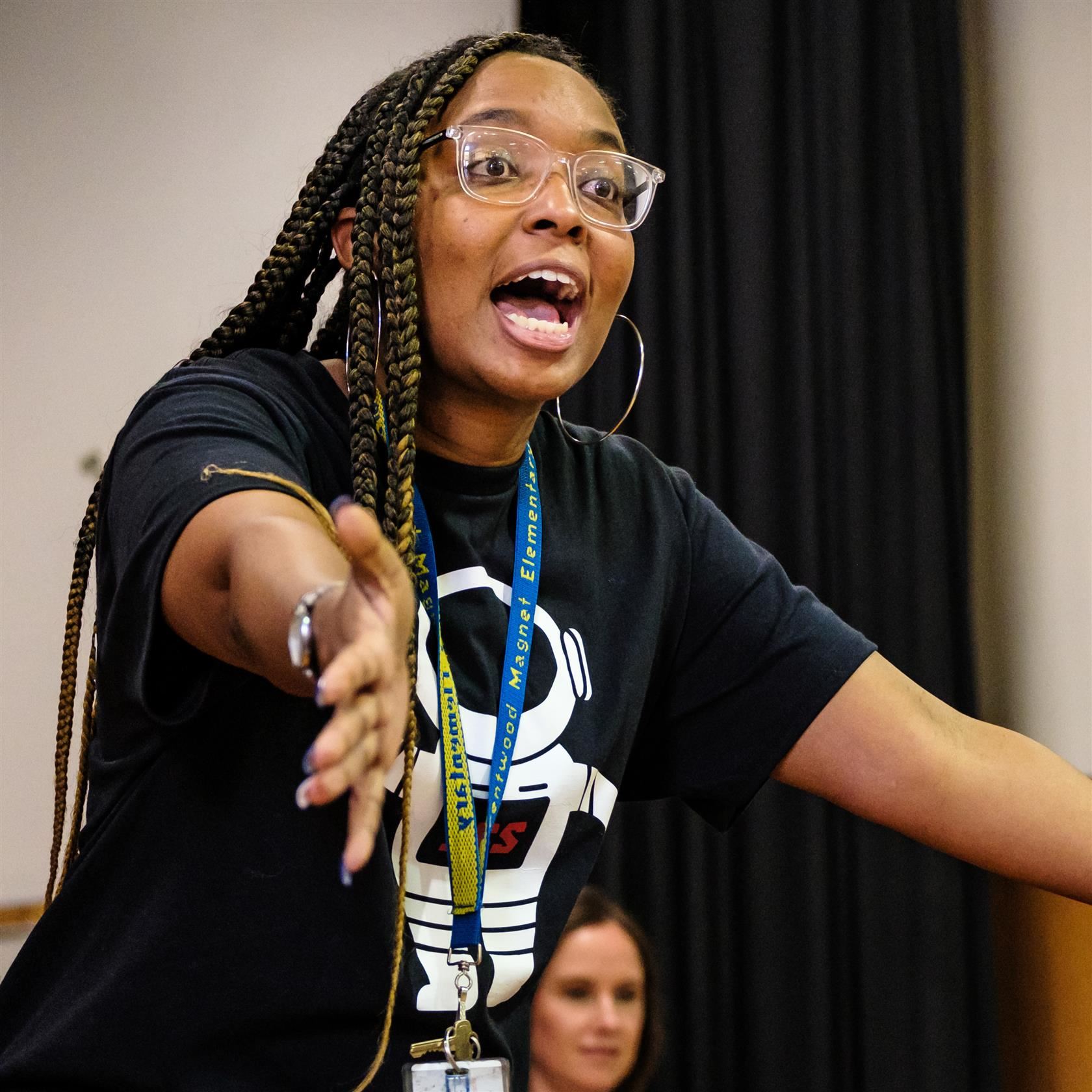  Brentwood Magnet Elementary teacher shouts with excitement