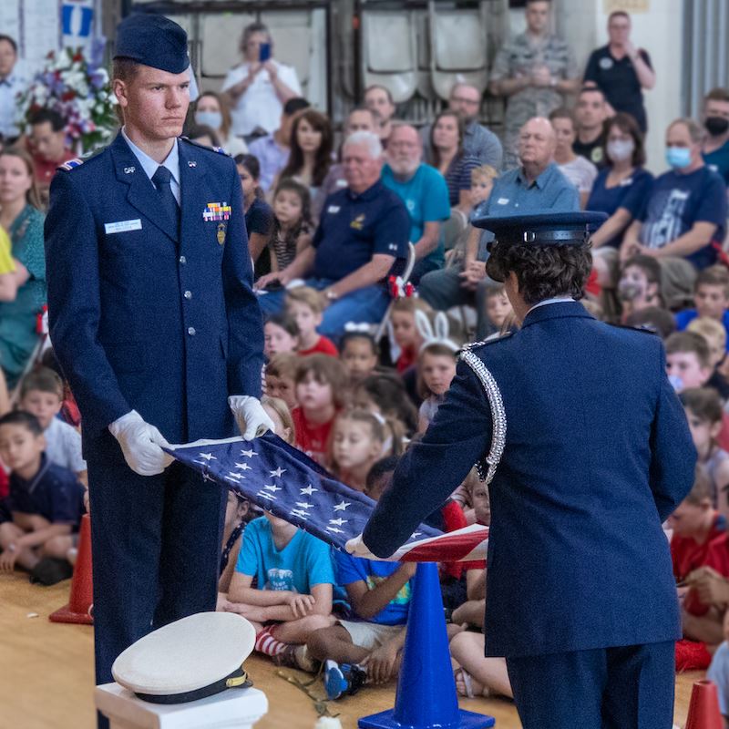  JROTC students fold the American flag