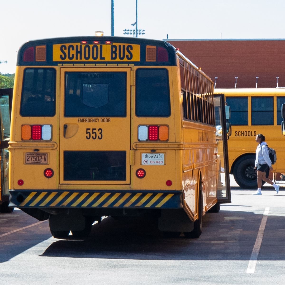  The back of a yellow school bus