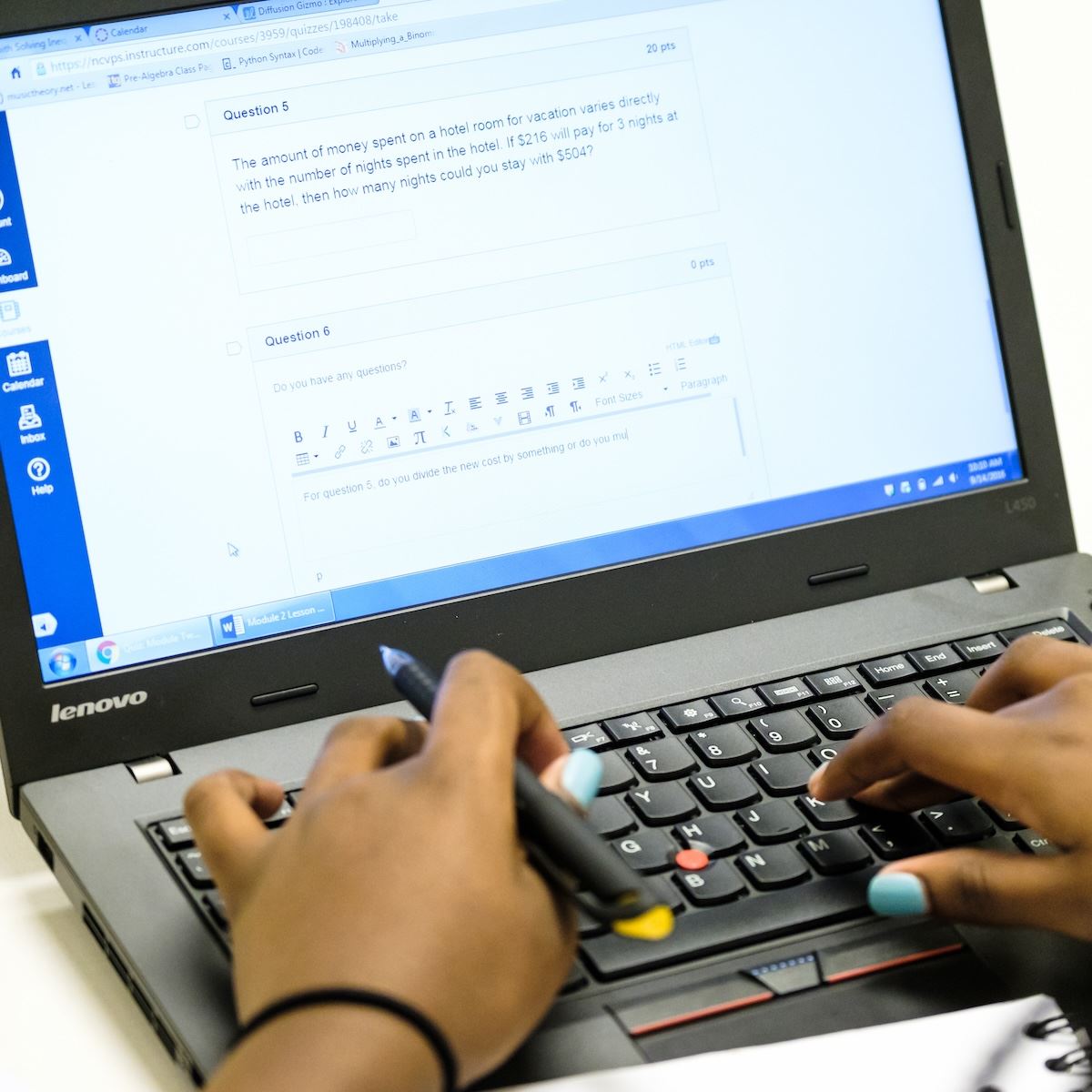 A laptop with a quiz being filled out
