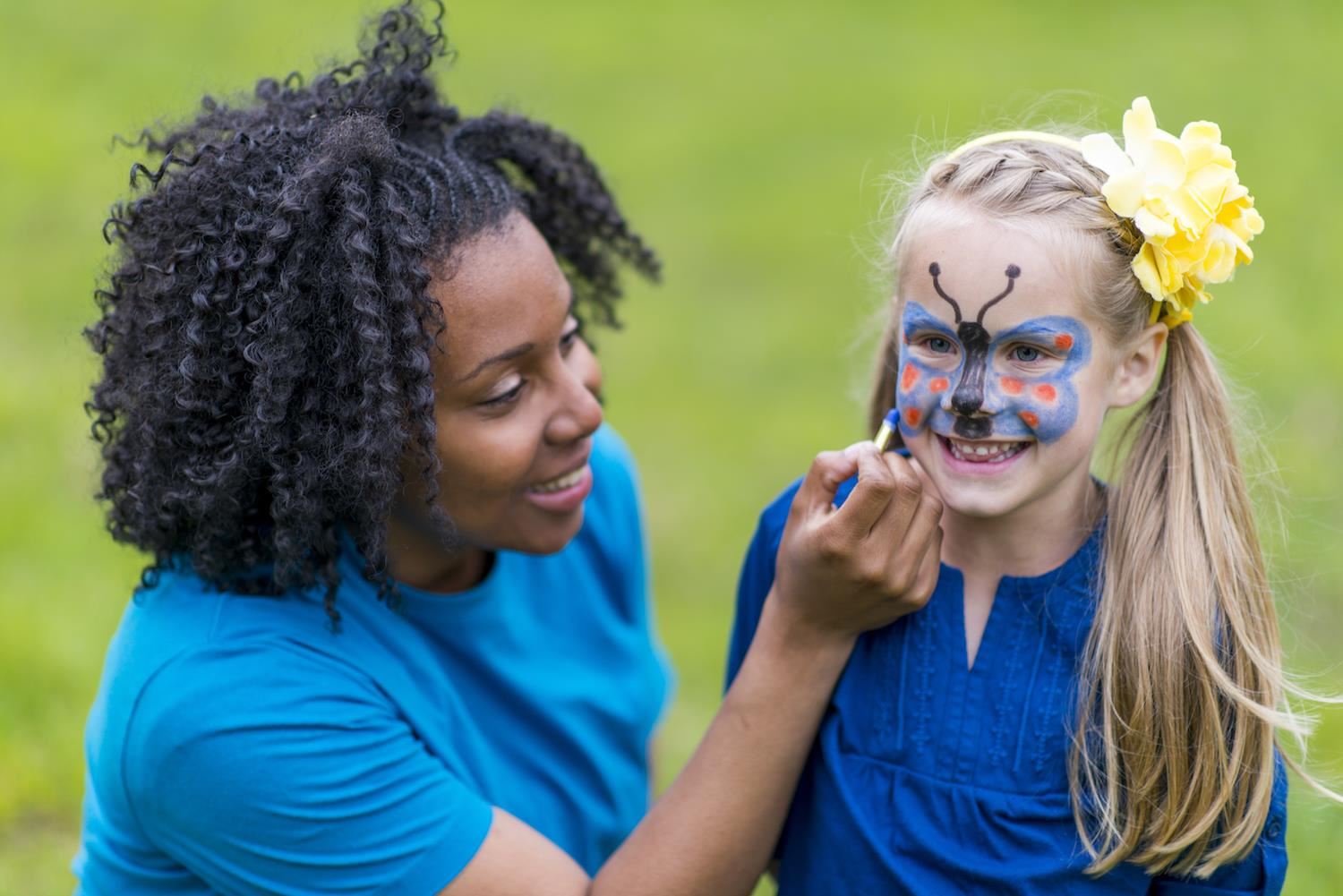 face painting at the camp and track-out fair 