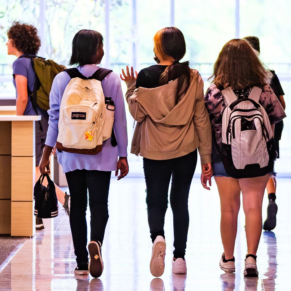  Students walking in the hall at school