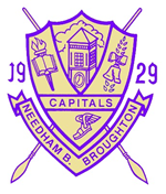 Broughton High School Purple and Gold Shield Logo