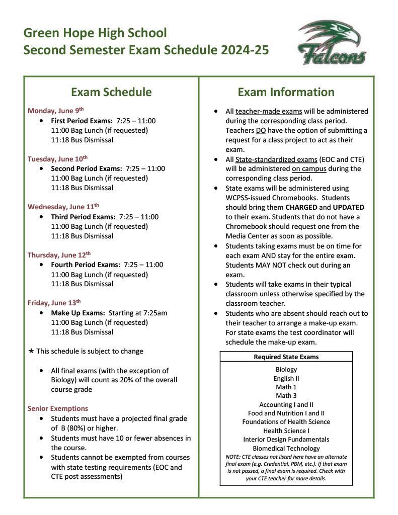 Final Exam Schedule