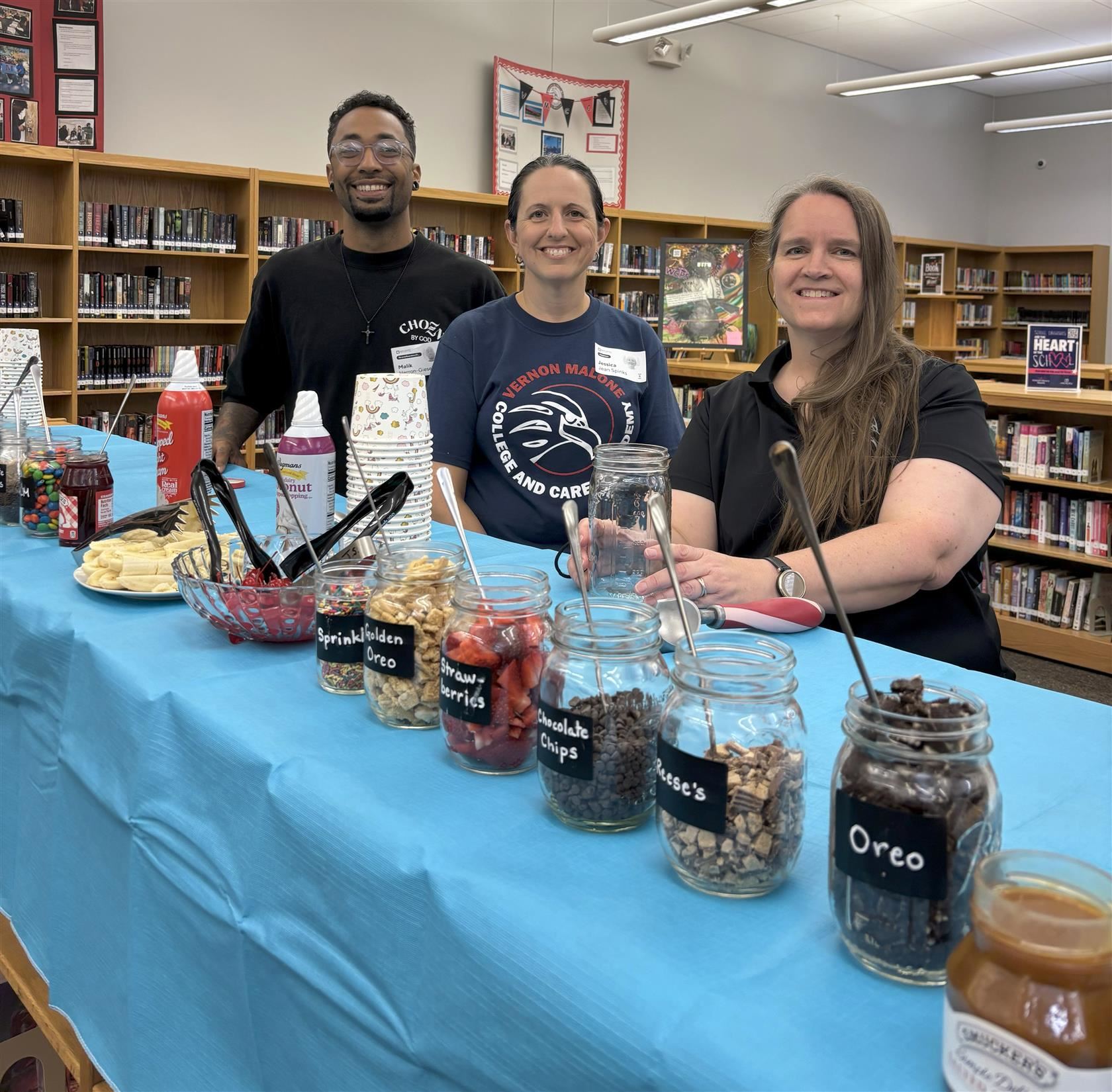 PTSA Parents at First Day Ice Cream Social for Staff