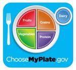 ChooseMyPlate.gov Plate with Fruits, Grains, Vegetables, Protein,Dairy 