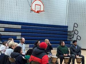 people in a drum circle
