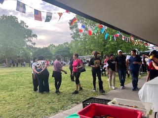 crowd outside