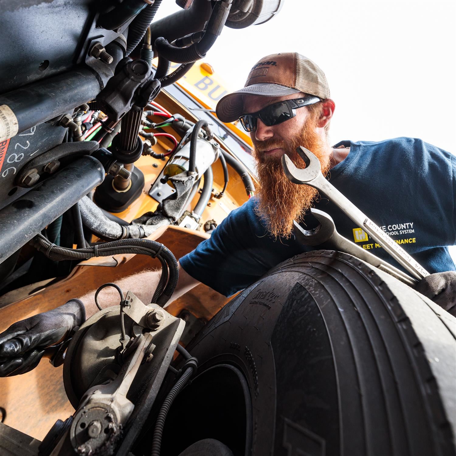  Photo of a bus mechanic.