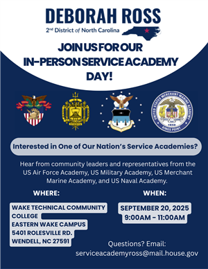 Service Academy Day on Saturday, September 20th from 9-11am at WTCC Eastern Wake Campus