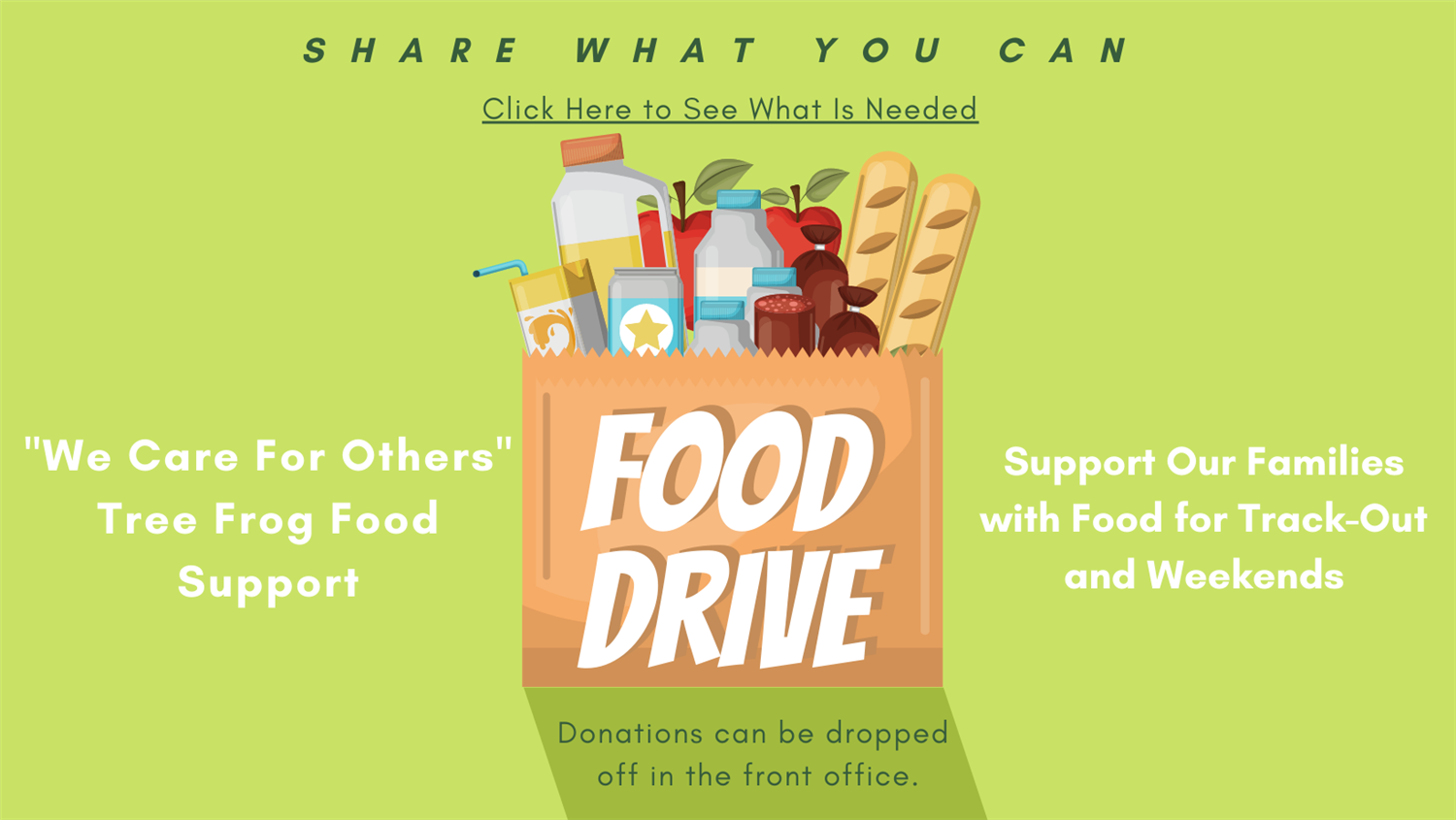Tree Frog Food Pantry Donation Flyer