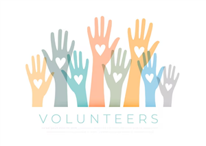volunteer hands in the air