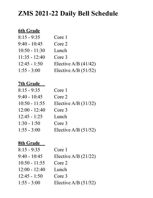Calendar And Schedule / Bell Schedule