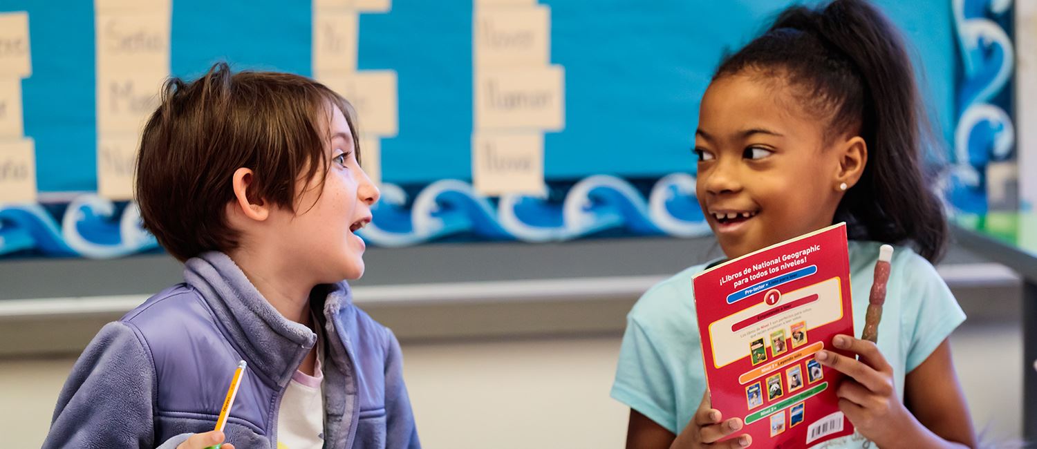 a boy and a girl talking