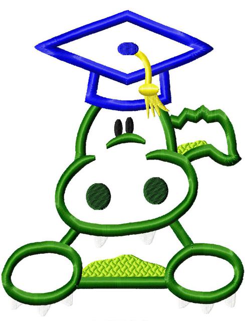 cartoon dinosaur wearing a mortarboard