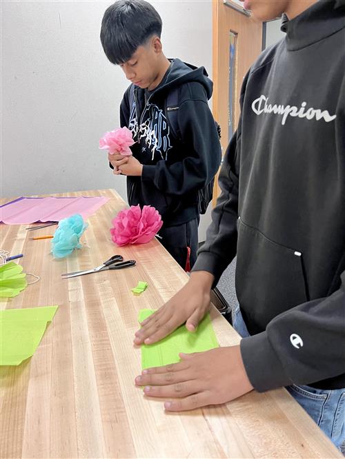 Boys making flowers