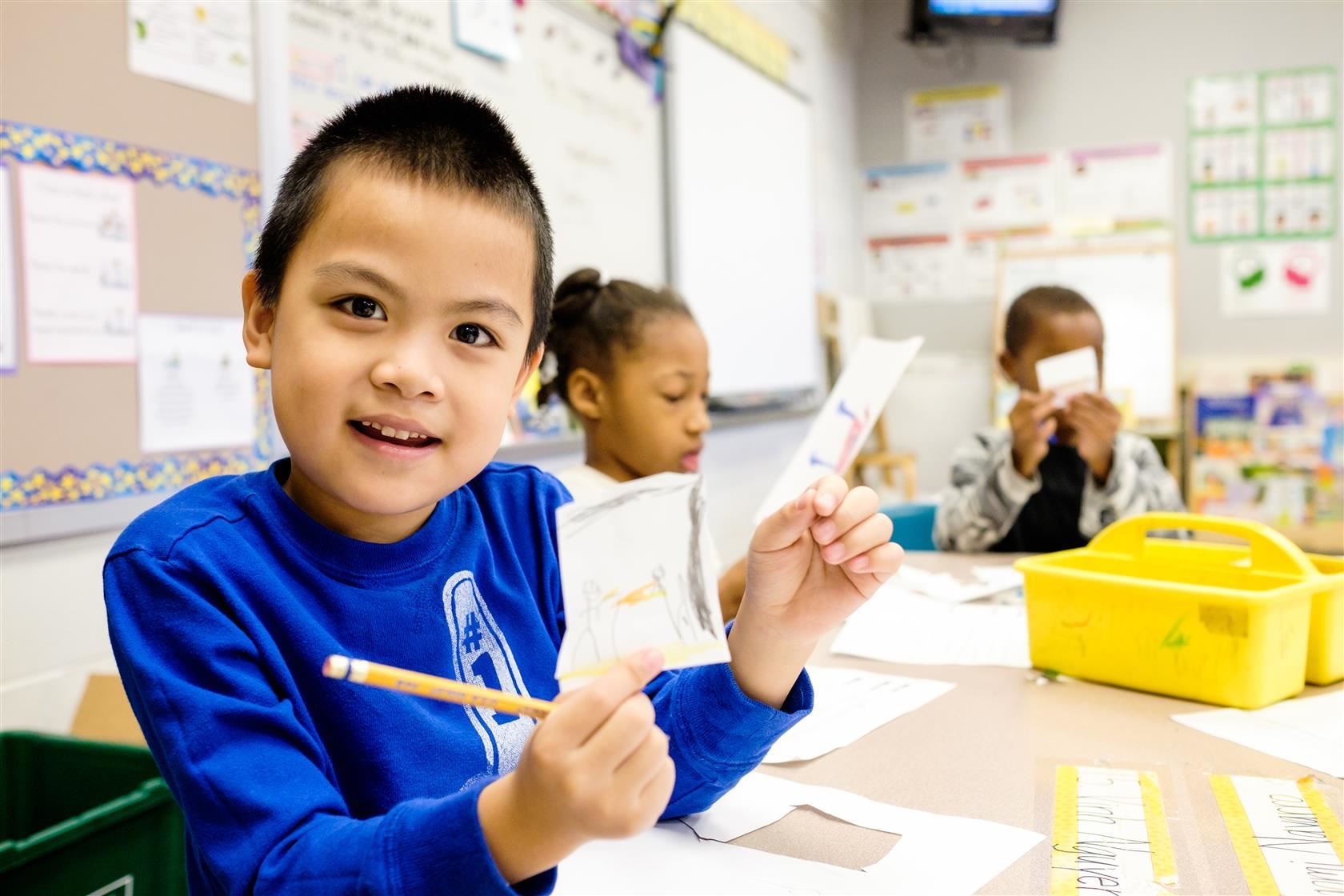 student in kindergarten class