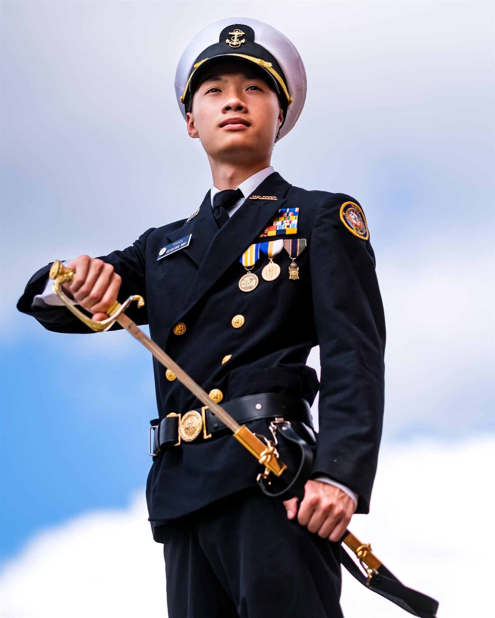 Woodward Tran, Cary HS NJROTC with sword