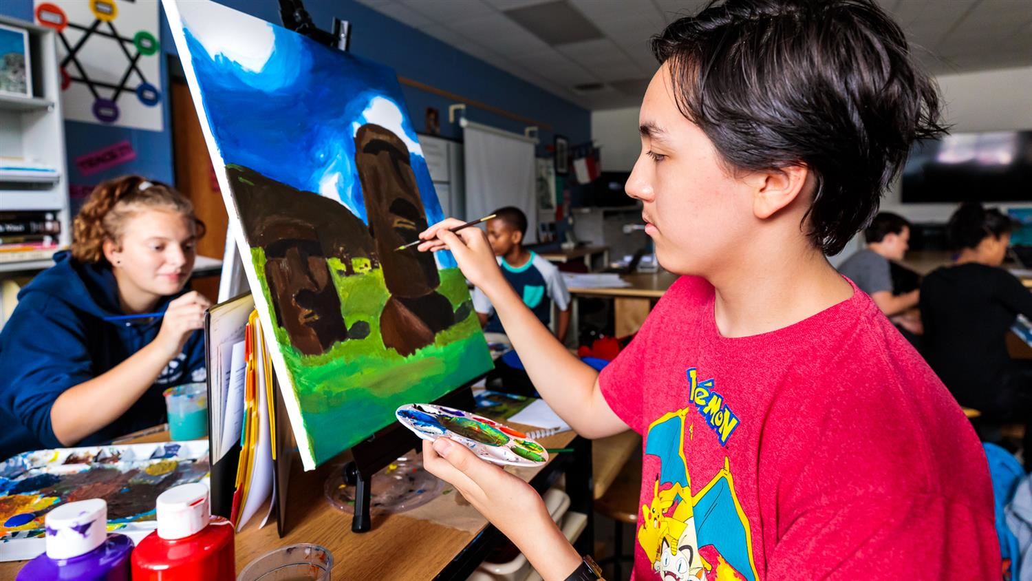 East Millbrook Middle School students in visual arts class 