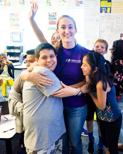 Teacher with students 