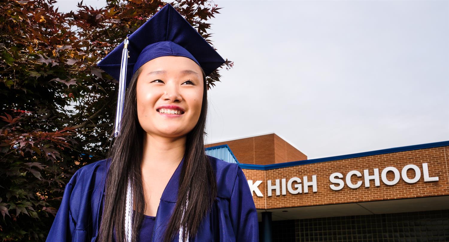 Millbrook Magnet High School's Elise Lutz wearing her graduation cap and gown Millbrook Magnet High School's Elise Lutz wearing her graduation cap and gown