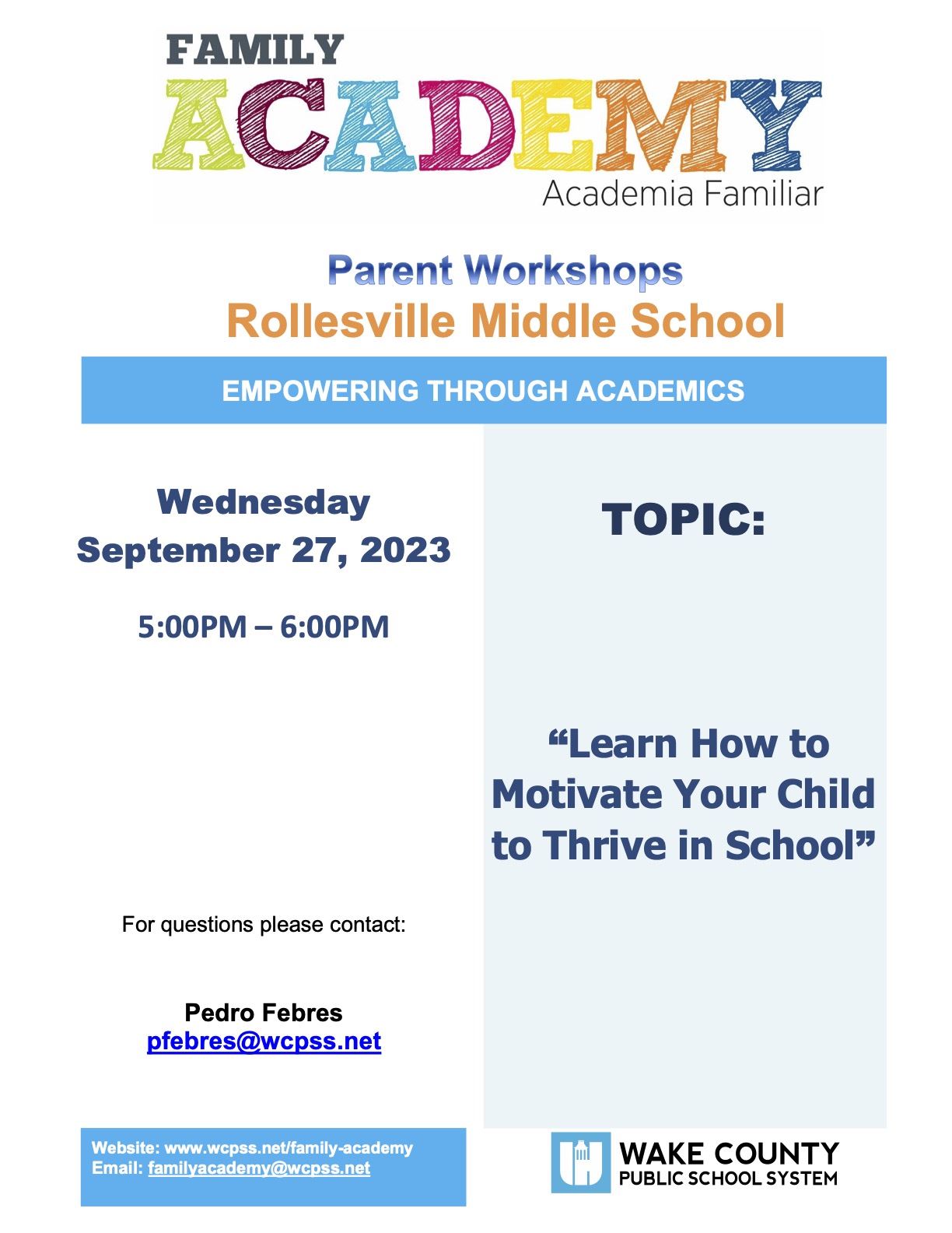  Family academy flyer