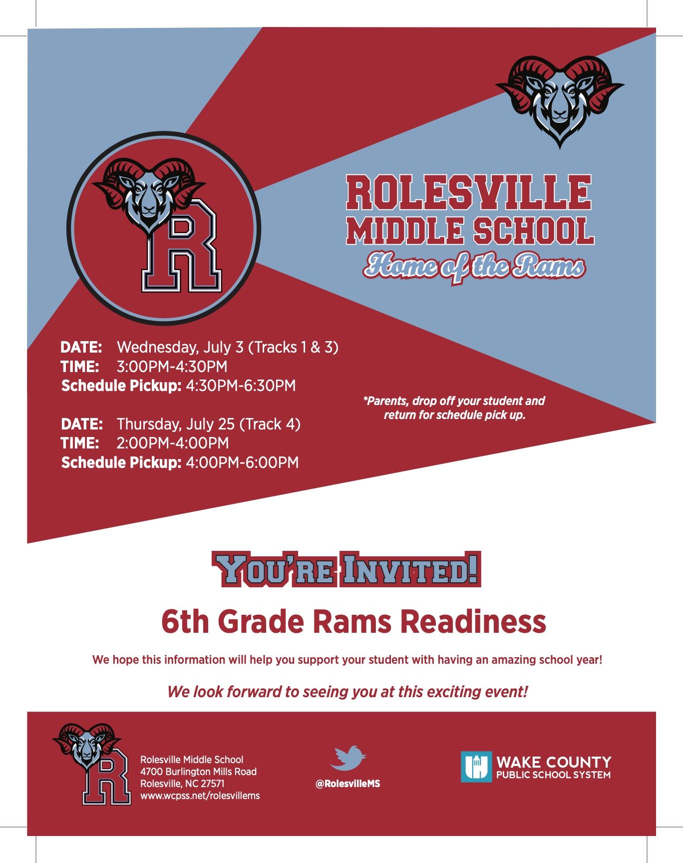  Flyer about Rams Readiness events in July