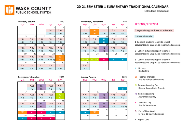 wcpss traditional calendar 2021